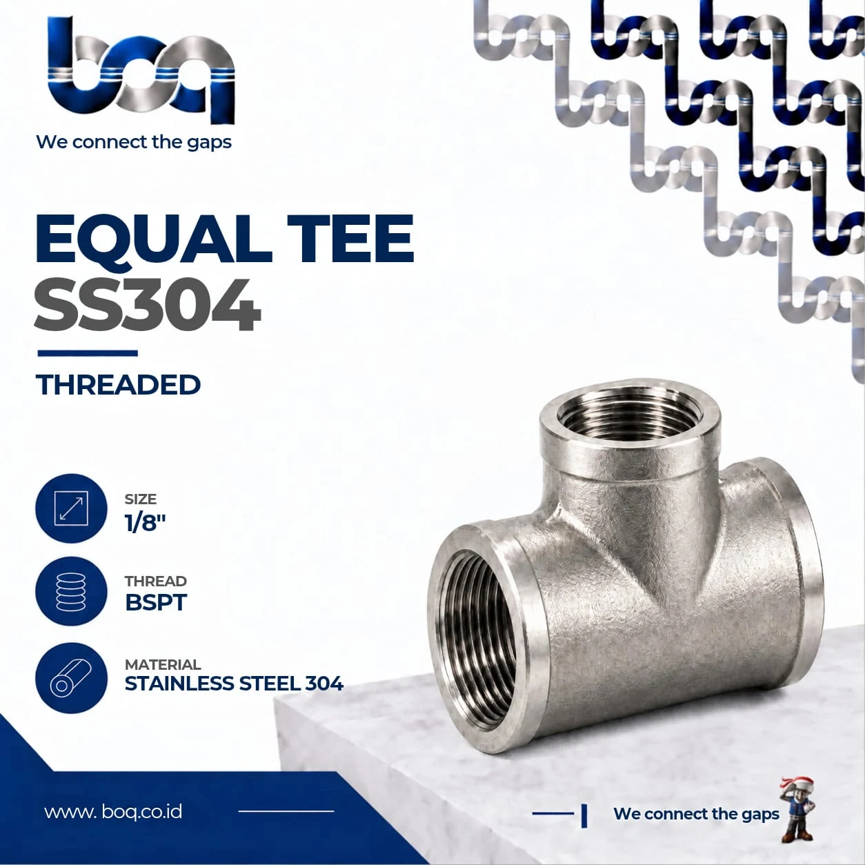 Gambar spesifikasi EQUAL TEE SS304