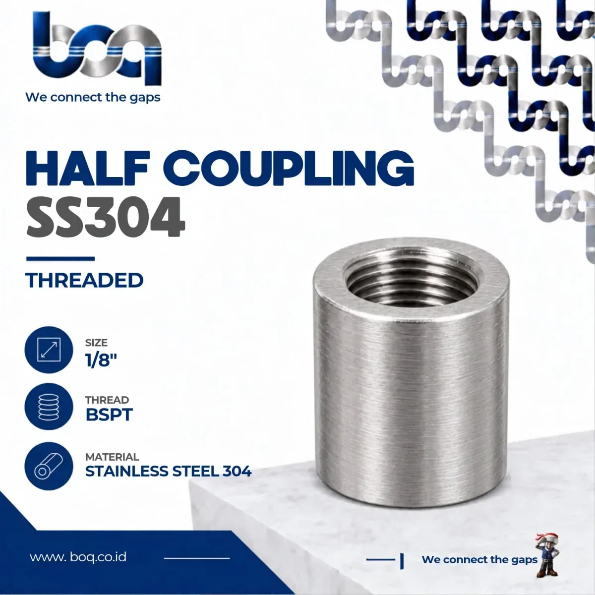 HALF COUPLING SS304 THREADED #150