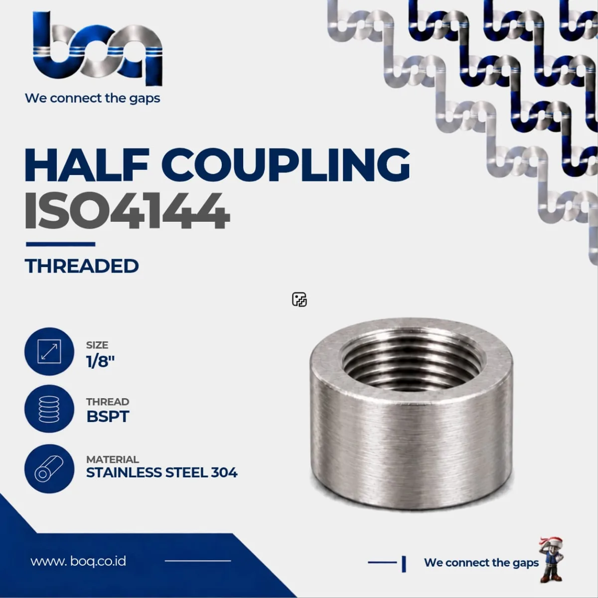 HALF COUPLING ISO4144 SS304
