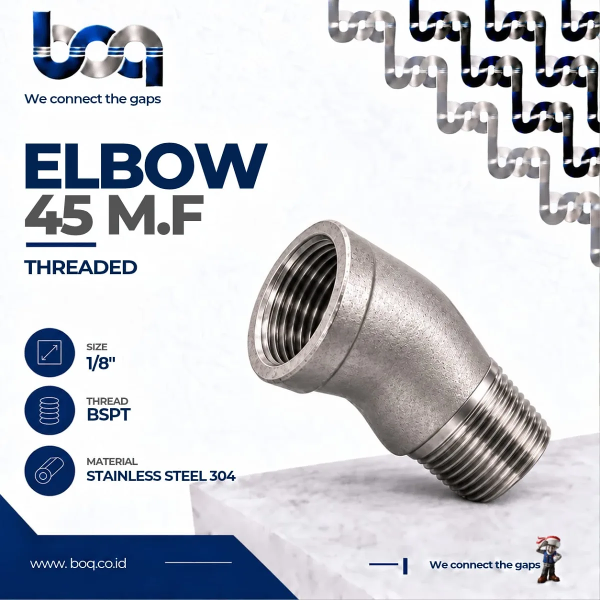 ELBOW 45 M.F SS304