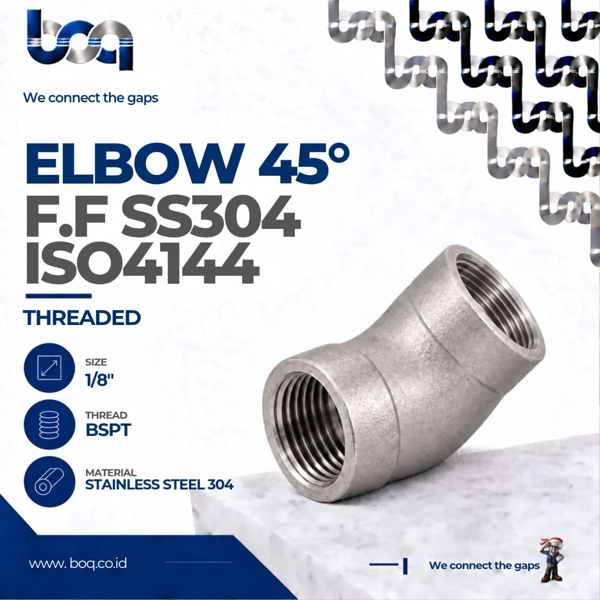 ELBOW 45 F.F ISO4144 SS304